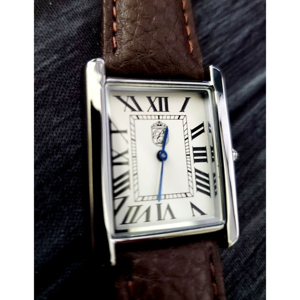 Pierre Lucerne 1888 Must Tank Style Mens Dress Watch Swiss Inspired Brown Band - Picture 6 of 16